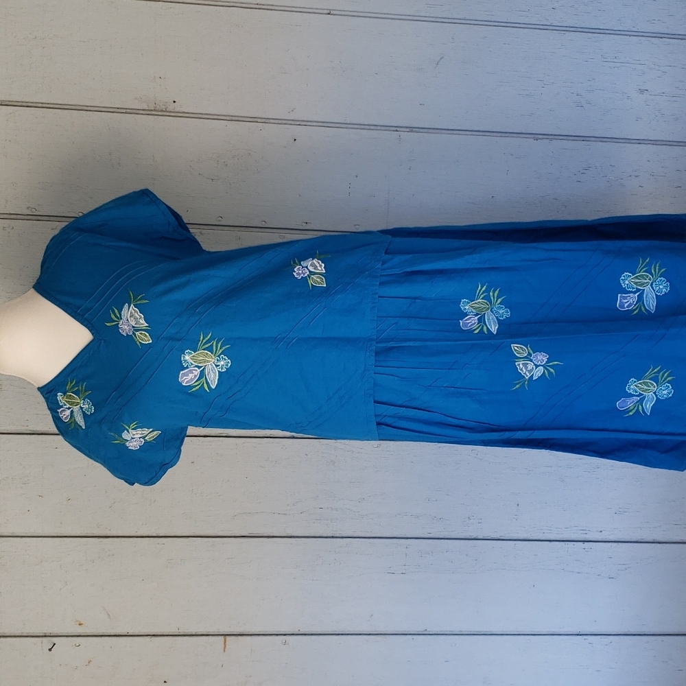 Vintage Embroidered Skirt Set Embroidery Flower Floral Cotton